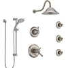 Delta Cassidy Dual Thermostatic Control Stainless Steel Finish Shower System, Diverter, Showerhead, 3 Body Sprays, and Temp2O Hand Shower SS17T2971SS5
