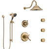 Delta Cassidy Champagne Bronze Shower System with Dual Thermostatic Control, Diverter, Showerhead, 3 Body Sprays, and Hand Shower SS17T2972CZ2