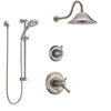 Delta Cassidy Dual Thermostatic Control Stainless Steel Finish Shower System, Diverter, Showerhead, and Temp2O Hand Shower with Slidebar SS17T2972SS4