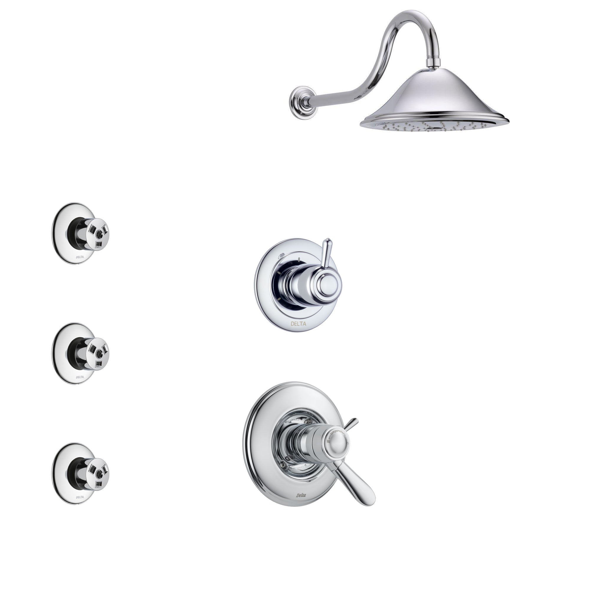 Delta Lahara Chrome Finish Shower System with Dual Thermostatic Control Handle, 3-Setting Diverter, Showerhead, and 3 Body Sprays SS17T3812
