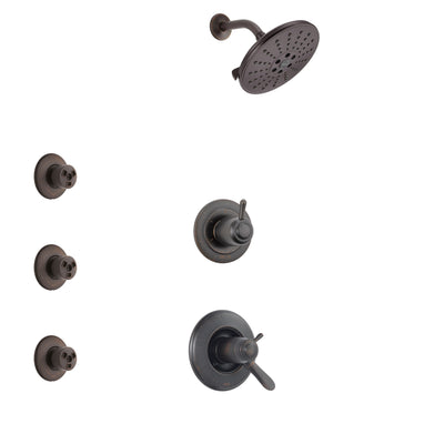 Delta Lahara Venetian Bronze Finish Shower System with Dual Thermostatic Control Handle, 3-Setting Diverter, Showerhead, and 3 Body Sprays SS17T381RB5
