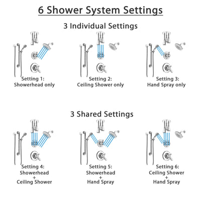 Delta Lahara Chrome Shower System with Dual Thermostatic Control, Diverter, Showerhead, Ceiling Mount Showerhead, and Grab Bar Hand Shower SS17T3821