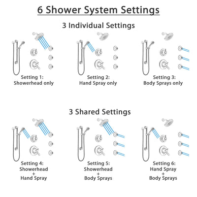 Delta Lahara Dual Thermostatic Control Stainless Steel Finish Shower System, Diverter, Showerhead, 3 Body Sprays, and Grab Bar Hand Shower SS17T382SS2