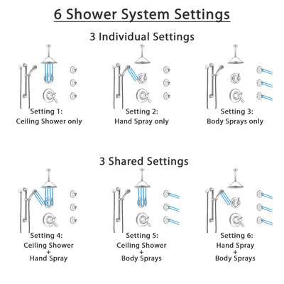 Delta Lahara Dual Thermostatic Control Stainless Steel Finish Shower System with Ceiling Showerhead, 3 Body Jets, Grab Bar Hand Spray SS17T382SS6