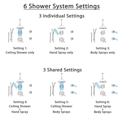 Delta Lahara Stainless Steel Shower System with Thermostatic Shower Handle, 6-setting Diverter, Large Ceiling Mount Rain Showerhead, Handheld Shower, and 2 Body Sprays SS17T3892SS