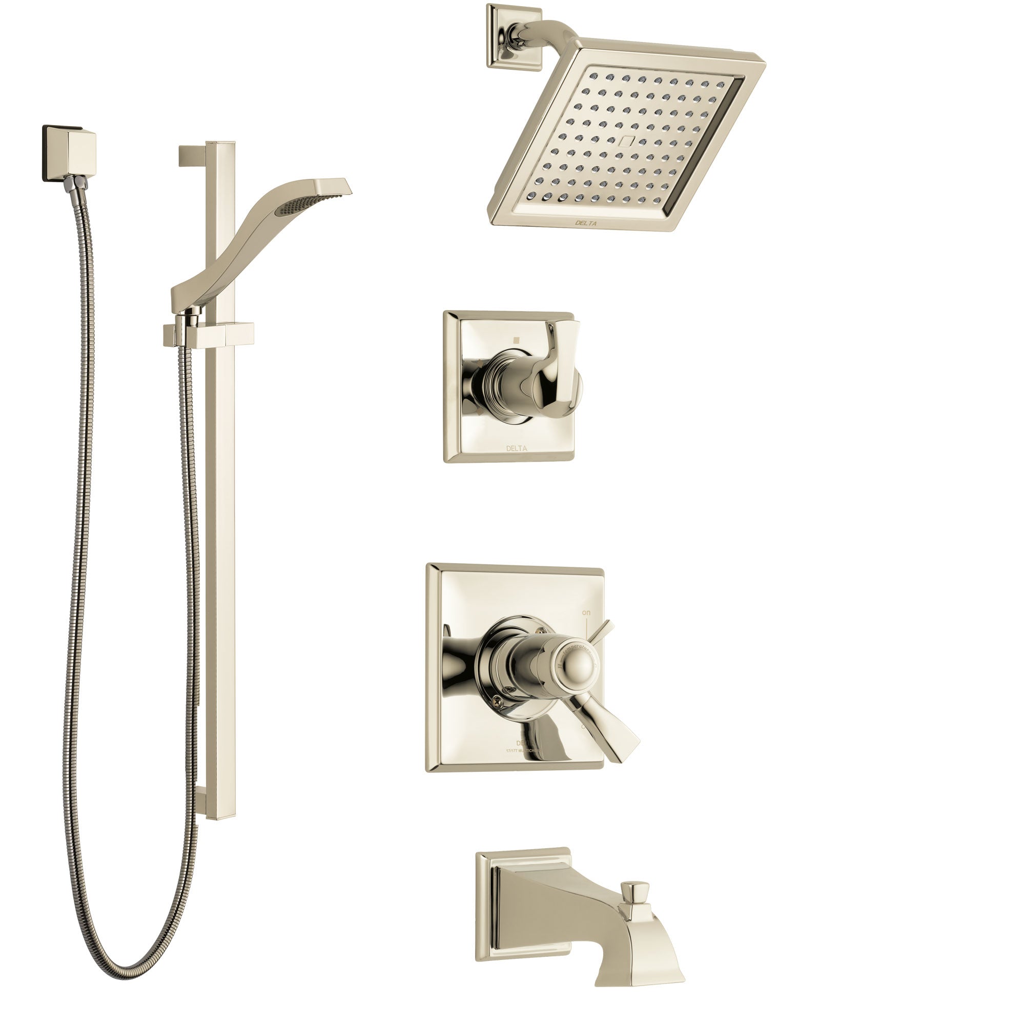 Delta Dryden Polished Nickel Tub and Shower System with Dual Thermostatic Control Handle, Diverter, Showerhead, and Hand Shower SS17T4511PN2