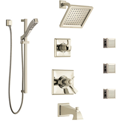 Delta Dryden Polished Nickel Tub and Shower System with Dual Thermostatic Control, Diverter, Showerhead, 3 Body Sprays, and Hand Shower SS17T4512PN2