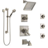 Delta Dryden Stainless Steel Finish Dual Thermostatic Control Tub and Shower System with Showerhead, 3 Body Jets, Grab Bar Hand Spray SS17T4512SS1