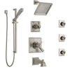Delta Dryden Stainless Steel Finish Dual Thermostatic Control Tub and Shower System, Diverter, Showerhead, 3 Body Sprays, and Hand Shower SS17T4512SS5