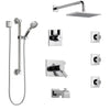 Delta Vero Chrome Tub and Shower System with Dual Thermostatic Control, Diverter, Showerhead, 3 Body Sprays, and Hand Shower with Grab Bar SS17T45321