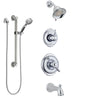 Delta Victorian Chrome Tub and Shower System with Dual Thermostatic Control Handle, Diverter, Showerhead, and Hand Shower with Grab Bar SS17T45513
