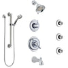 Delta Victorian Chrome Dual Thermostatic Control Tub and Shower System, Diverter, Showerhead, 3 Body Sprays, and Hand Shower with Grab Bar SS17T45522