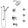 Delta Trinsic Chrome Dual Thermostatic Control Tub and Shower System, Diverter, Showerhead, 3 Body Sprays, and Hand Shower with Grab Bar SS17T45912