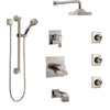 Delta Ara Stainless Steel Finish Dual Thermostatic Control Tub and Shower System, Diverter, Showerhead, 3 Body Jets, Grab Bar Hand Spray SS17T4671SS2