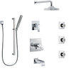Delta Ara Chrome Tub and Shower System with Dual Thermostatic Control, 6-Setting Diverter, Showerhead, 3 Body Sprays, and Hand Shower SS17T46723