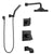 Delta Ara Matte Black Finish Thermostatic 17T Complete Tub and Shower System with Diverter, Showerhead, and Hand Sprayer + Wall Bracket SS17T4673BL3