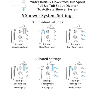 Delta Cassidy Stainless Steel Finish Dual Thermostatic Control Tub and Shower System, Diverter, Showerhead, 3 Body Sprays, and Hand Spray SS17T4971SS3
