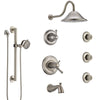 Delta Cassidy Stainless Steel Finish Dual Thermostatic Control Tub and Shower System with Showerhead, 3 Body Jets, Grab Bar Hand Spray SS17T4971SS4