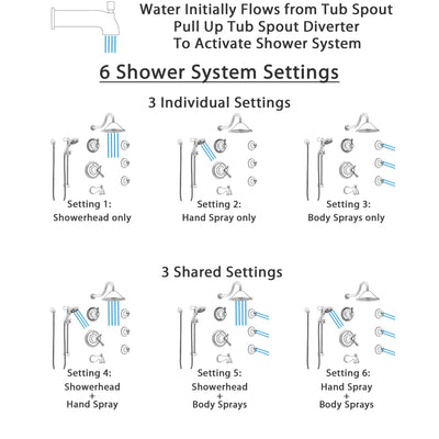 Delta Cassidy Stainless Steel Finish Thermostatic Control Tub and Shower System, Diverter, Showerhead, 3 Body Sprays, & Temp2O Hand Spray SS17T4971SS5