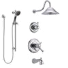 Delta Cassidy Chrome Finish Tub and Shower System with Dual Thermostatic Control Handle, Diverter, Showerhead, and Hand Shower SS17T49725