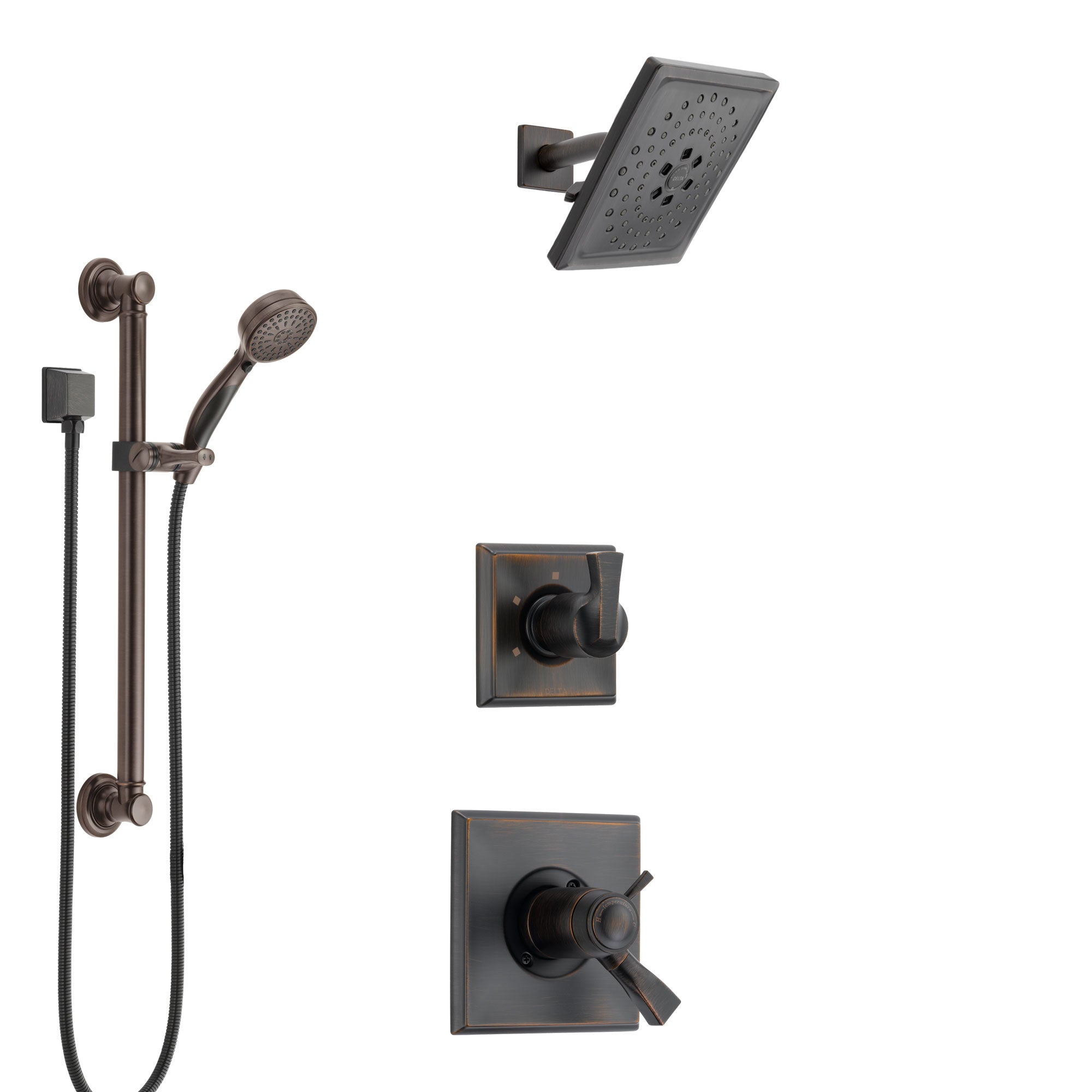 Delta Dryden Venetian Bronze Shower System with Dual Thermostatic Control Handle, Diverter, Showerhead, and Hand Shower with Grab Bar SS17T511RB8