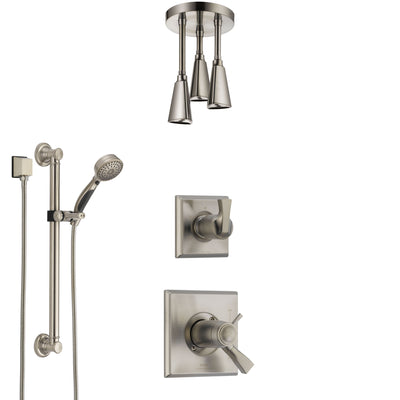Delta Dryden Dual Thermostatic Control Stainless Steel Finish Shower System, Diverter, Ceiling Mount Showerhead, and Grab Bar Hand Shower SS17T511SS3