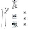Delta Dryden Chrome Shower System with Dual Thermostatic Control, Diverter, Ceiling Mount Showerhead, 3 Body Sprays, and Hand Shower SS17T5125