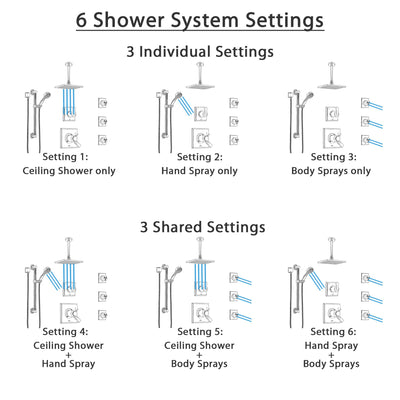 Delta Dryden Dual Thermostatic Control Stainless Steel Finish Shower System with Ceiling Showerhead, 3 Body Jets, Grab Bar Hand Spray SS17T512SS5