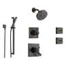 Delta Dryden Venetian Bronze Shower System with Thermostatic Shower Handle, 6-setting Diverter, Modern Square Ceiling Mount Showerhead, and Hand Shower Spray SS17T5192RB