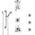 Delta Tesla Chrome Shower System with Dual Thermostatic Control, Diverter, Ceiling Mount Showerhead, 3 Body Sprays, and Grab Bar Hand Shower SS17T5214