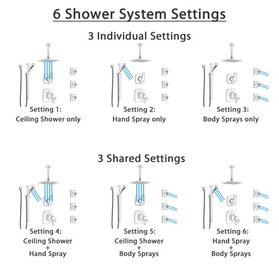 Delta Tesla Dual Thermostatic Control Stainless Steel Finish Shower System, Diverter, Ceiling Showerhead, 3 Body Sprays, and Hand Shower SS17T521SS5
