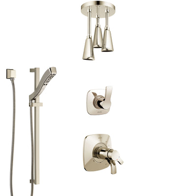 Delta Tesla Polished Nickel Shower System with Dual Thermostatic Control Handle, Diverter, Ceiling Mount Showerhead, and Hand Shower SS17T522PN2