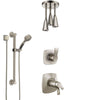 Delta Tesla Dual Thermostatic Control Stainless Steel Finish Shower System, Diverter, Ceiling Mount Showerhead, and Grab Bar Hand Shower SS17T522SS3