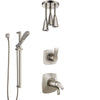 Delta Tesla Dual Thermostatic Control Handle Stainless Steel Finish Shower System, Diverter, Ceiling Mount Showerhead, and Hand Shower SS17T522SS4