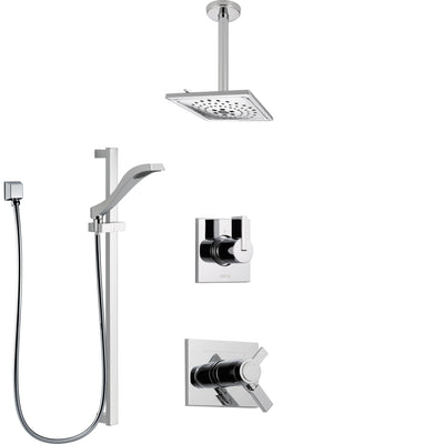 Delta Vero Chrome Finish Shower System with Dual Thermostatic Control Handle, Diverter, Ceiling Mount Showerhead, and Hand Shower SS17T5311