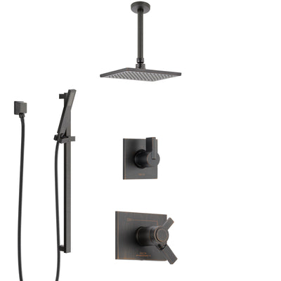 Delta Vero Venetian Bronze Shower System with Dual Thermostatic Control Handle, Diverter, Ceiling Mount Showerhead, and Hand Shower SS17T531RB7