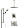Delta Vero Dual Thermostatic Control Stainless Steel Finish Shower System, Diverter, Ceiling Mount Showerhead, and Grab Bar Hand Shower SS17T531SS1
