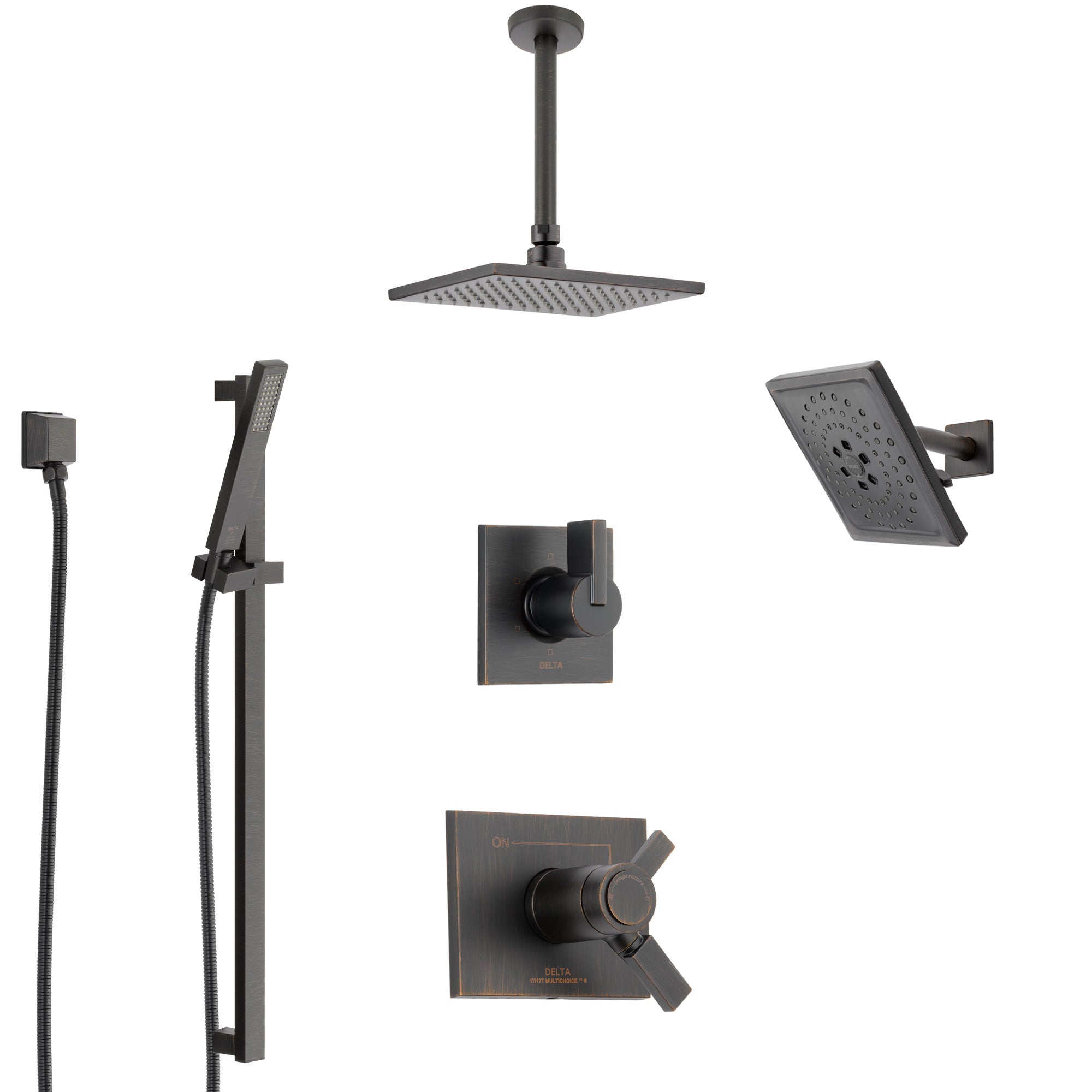 Delta Vero Venetian Bronze Shower System with Dual Thermostatic Control, Diverter, Showerhead, Ceiling Mount Showerhead, and Hand Shower SS17T532RB8