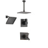 Delta Vero Venetian Bronze Shower System with Thermostatic Shower Handle, 3-setting Diverter, Large Square Modern Ceiling Mount Showerhead, and Wall Mount Showerhead SS17T5383RB