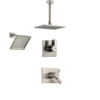 Delta Vero Stainless Steel Shower System with Thermostatic Shower Handle, 3-setting Diverter, Large Square Rain Showerhead, and Modern Wall Mount Showerhead SS17T5383SS