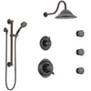 Delta Victorian Venetian Bronze Shower System with Dual Thermostatic Control, Diverter, Showerhead, 3 Body Sprays, and Grab Bar Hand Spray SS17T552RB2
