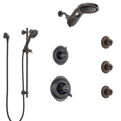 Delta Victorian Venetian Bronze Shower System with Dual Thermostatic Control, Diverter, Dual Showerhead, 3 Body Sprays, and Hand Shower SS17T552RB8