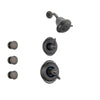 Delta Victorian Venetian Bronze Shower System with Thermostatic Shower Handle, 3-setting Diverter, Showerhead, and 3 Body Sprays SS17T5581RB