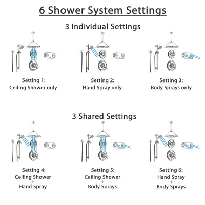 Delta Victorian Chrome Shower System with Thermostatic Shower Handle, 6-setting Diverter, Large Ceiling Mount Rain Showerhead, Handheld Shower, and Dual Body Spray Plate SS17T5593