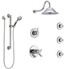 Delta Trinsic Chrome Shower System with Dual Thermostatic Control, Diverter, Showerhead, 3 Body Sprays, and Hand Shower with Grab Bar SS17T5911