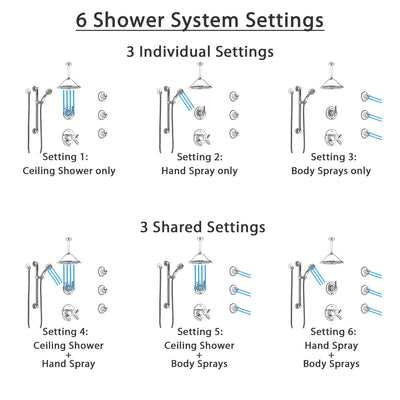 Delta Trinsic Chrome Shower System with Dual Thermostatic Control, Diverter, Ceiling Showerhead, 3 Body Sprays, and Grab Bar Hand Shower SS17T5914