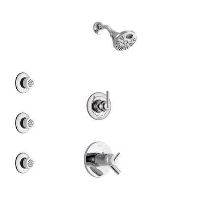 Delta Trinsic Chrome Finish Shower System with Dual Thermostatic Control Handle, 3-Setting Diverter, Temp2O Showerhead, and 3 Body Sprays SS17T5927
