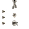 Delta Trinsic Dual Thermostatic Control Handle Stainless Steel Finish Shower System, Diverter, Ceiling Mount Showerhead, and 3 Body Sprays SS17T592SS3