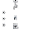 Delta Ara Chrome Finish Shower System with Dual Thermostatic Control Handle, 3-Setting Diverter, Ceiling Mount Showerhead, and 3 Body Sprays SS17T6713