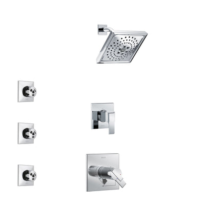 Delta Ara Chrome Finish Shower System with Dual Thermostatic Control Handle, 3-Setting Diverter, Showerhead, and 3 Body Sprays SS17T6717